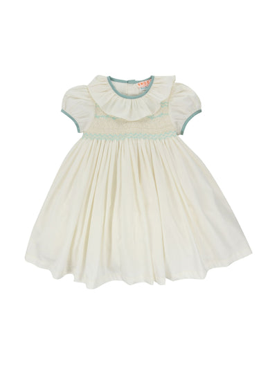 Smock London White and green Diana special occasion dress at Collagerie