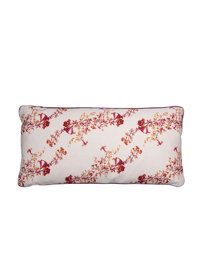 Dar Leone White floral linen cushion at Collagerie