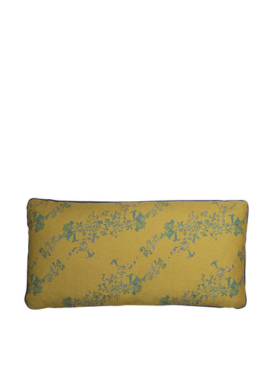 Dar Leone Yellow floral print linen cushion at Collagerie