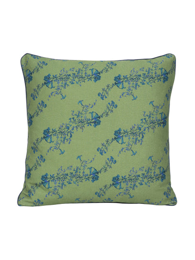 Dar Leone Green floral print linen cushion at Collagerie