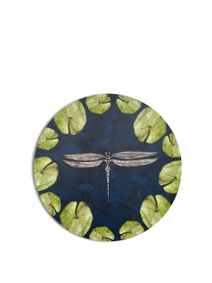 Dragon fly and water lily coaster