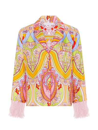 Borgo De Nor Eden twill shirt in Bia pink print at Collagerie