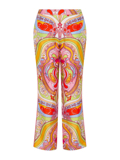 Borgo De Nor Eden twill trouser in Bia pink print at Collagerie