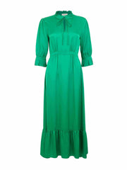 Green tiered midi dress