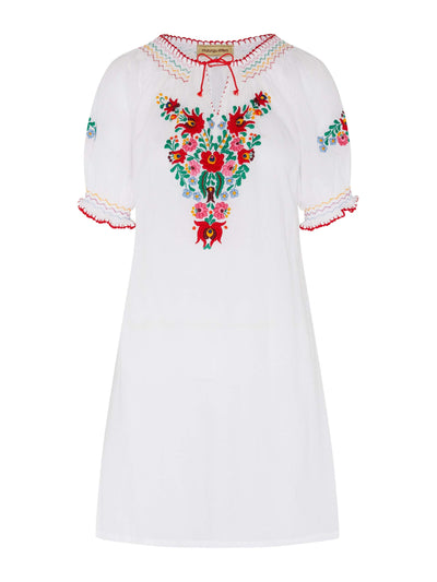 Muzungu Sisters Multi embroidered white mini Eva dress at Collagerie