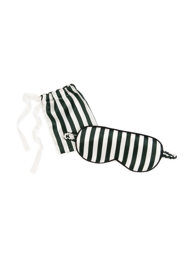 Emilia Wickstead Green and ivory stripe eye mask at Collagerie