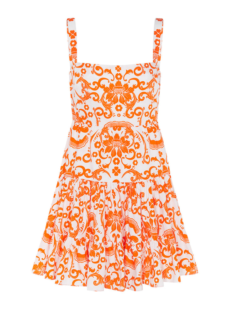 Orange and white freddie cotton mini dress