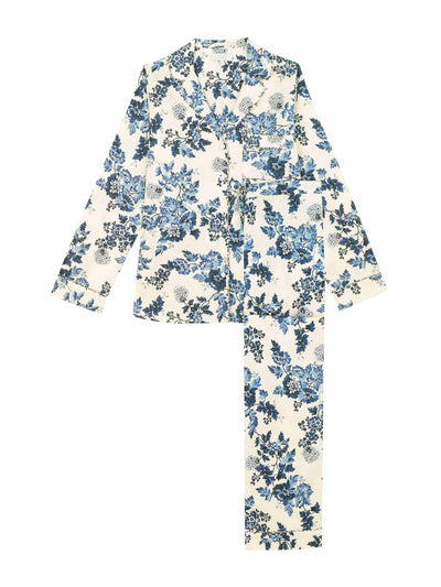 Yolke Cotton blue and white floral pattern pyjamas at Collagerie