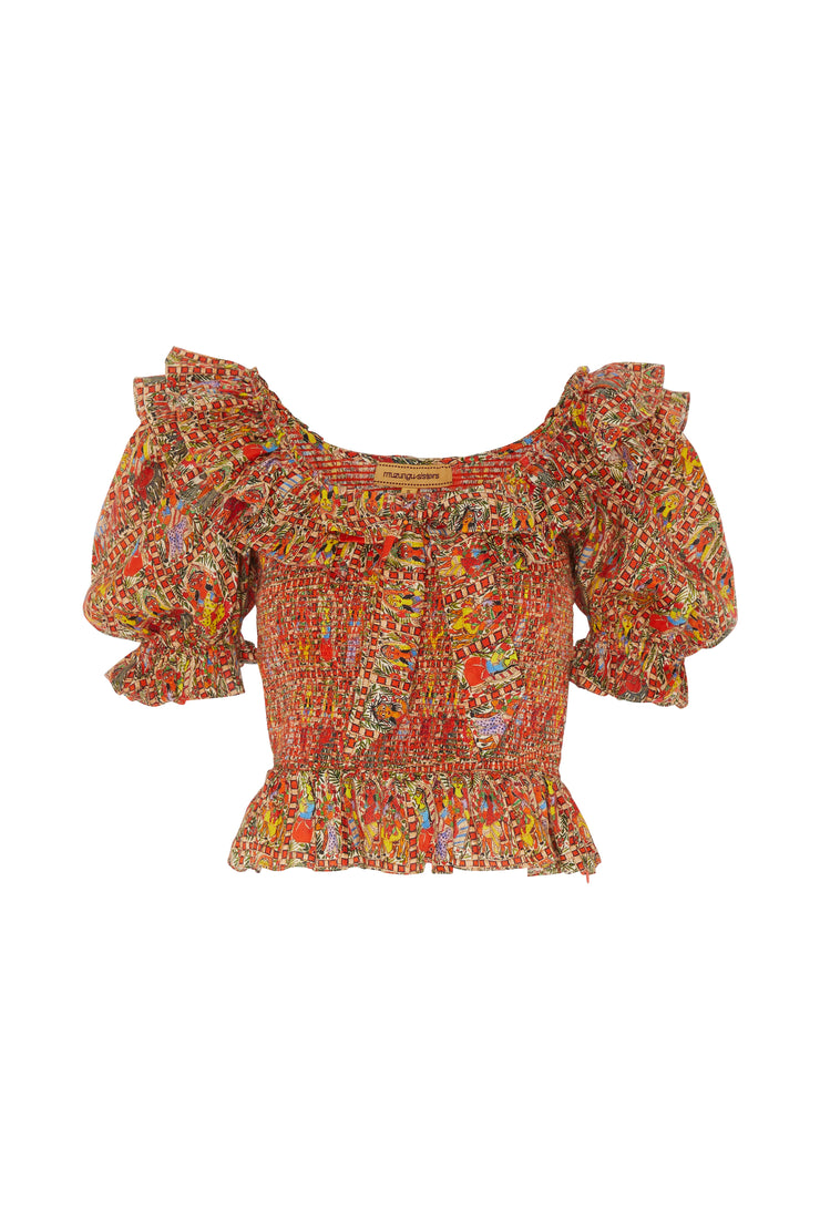 Frida top holi women orange and multi