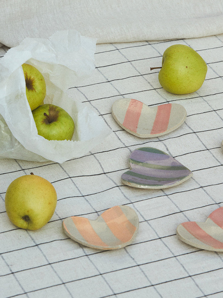 Orange stripe heart trinket dish