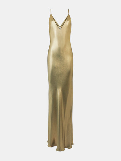 Galvan Galvanized gold slip dress at Collagerie