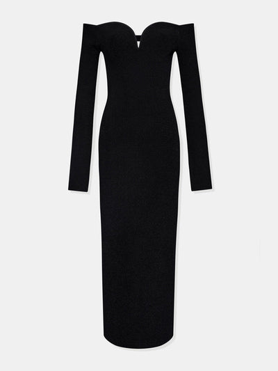 Galvan Grace black long sleeved dress at Collagerie