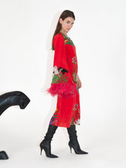 Aubrey Crepe midi dress in safari red