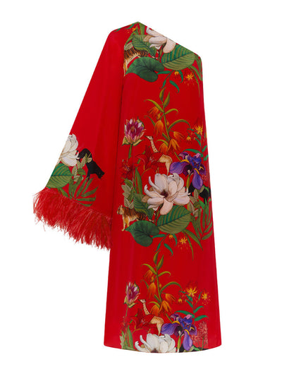 Borgo De Nor Aubrey Crepe midi dress in safari red at Collagerie