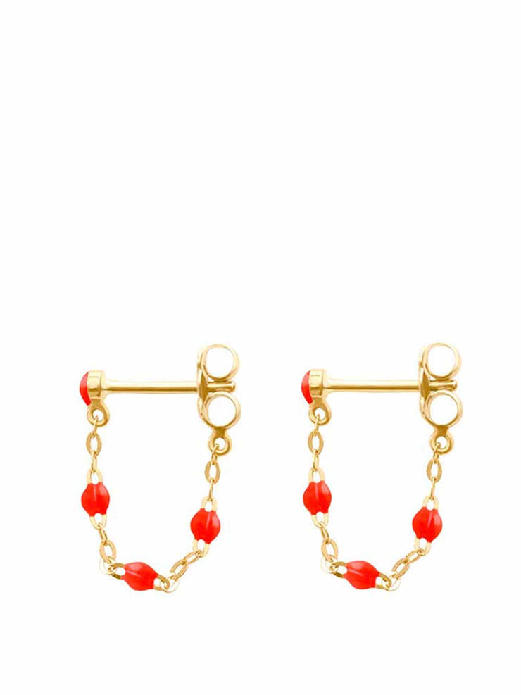 Resin pearl chain hoop earrings