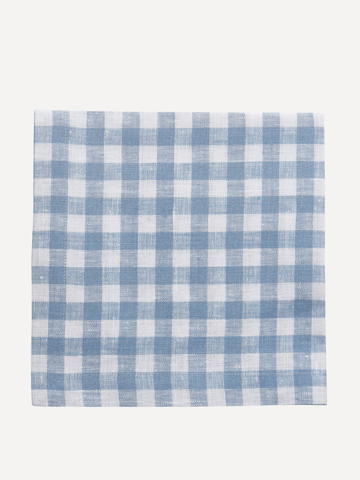 Classic blue gingham linen napkin