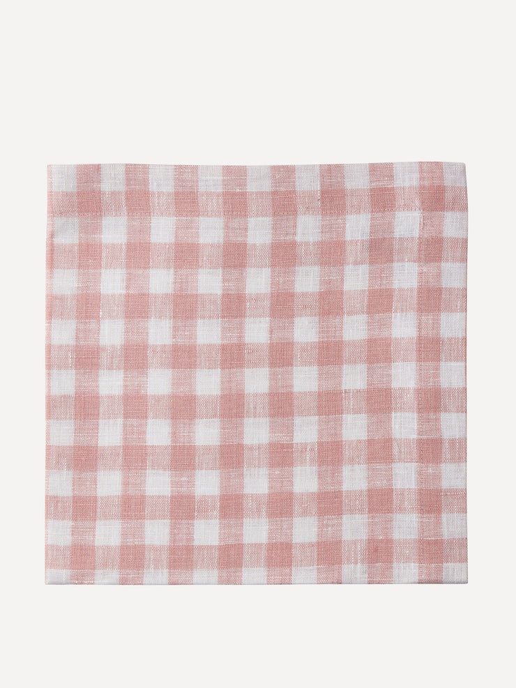 Classic pink gingham linen napkin