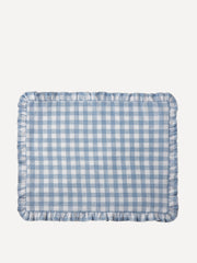 Blue ruffle gingham linen placemat