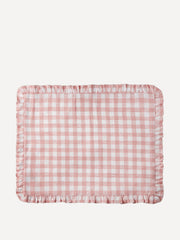 Pink ruffle gingham linen placemat