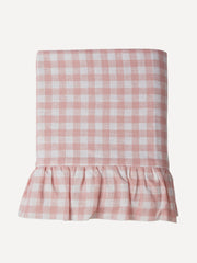 Pink ruffle gingham linen tablecloth