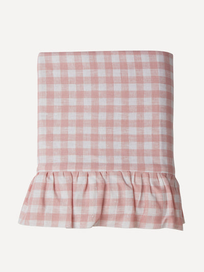 Rebecca Udall Pink ruffle gingham linen tablecloth at Collagerie