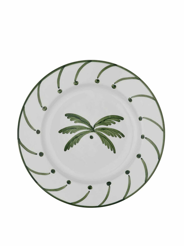 Green palm tree ceramic medium plate