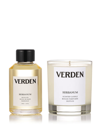 Verden Herbanum bath oil and candle set at Collagerie