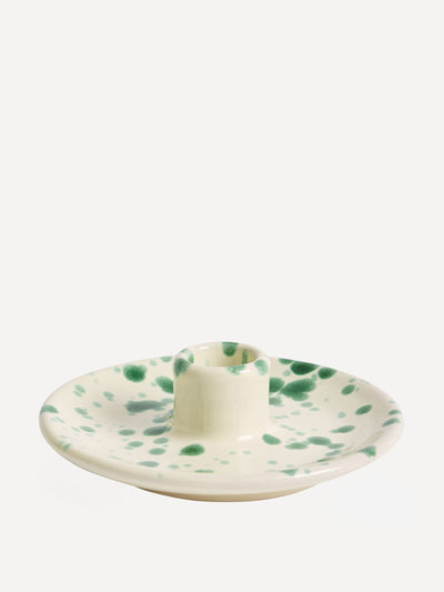 Hot Pottery Candle holder in pistachio at Collagerie