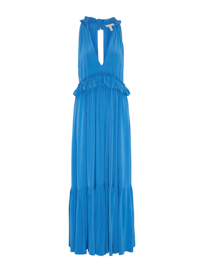 Evarae Marine blue Alegra dress in Crepe de Chine at Collagerie