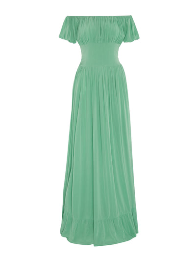 Evarae Green Hestia dress in Crepe De Chine at Collagerie