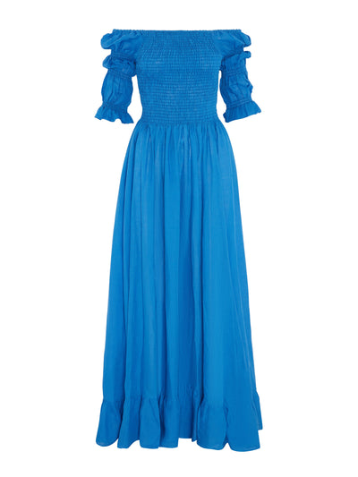 Evarae Marine blue Lora dress in Lenzing Linen at Collagerie