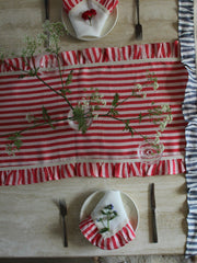100% linen Amuse La Bouche table runner handmade in India by skilled artisans using eco-friendly pigment dyes. Collagerie.com