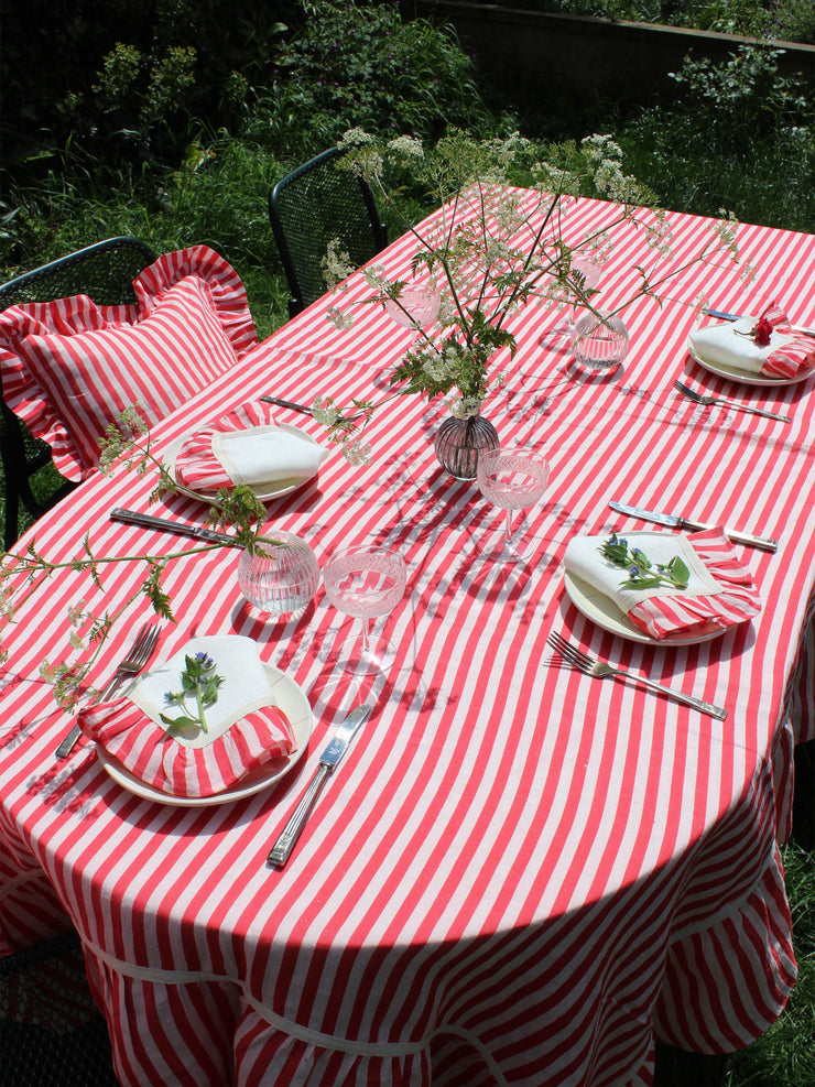 100% linen Amuse La Bouche tablecloth handmade in India by skilled artisans using eco-friendly pigment dyes. Collagerie.com