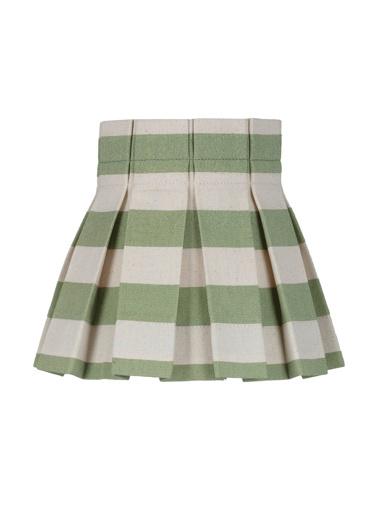 Small green Tangier stripe lampshade
