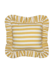 Yellow Tangier stripe ruffle cushion