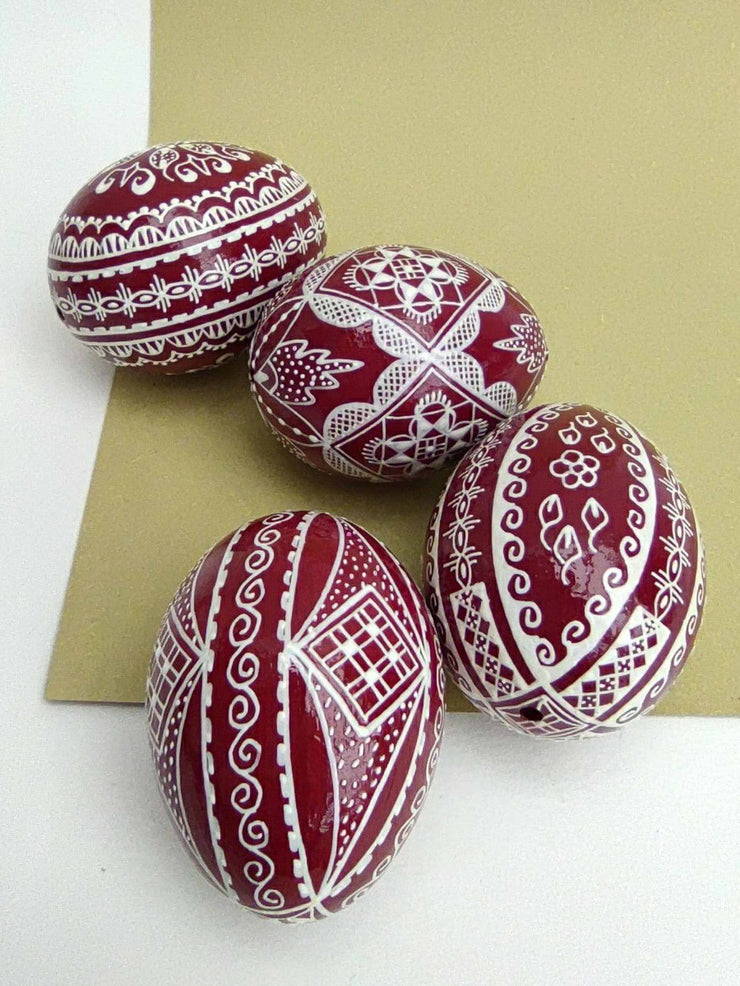Red hand-painted eggs