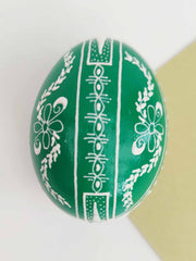 Green hand-painted eggs