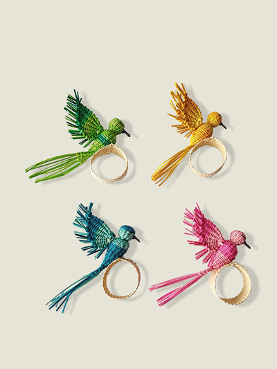 The Colombia Collective Palmito coloured hummingbird napkin rings (set of 4) at Collagerie