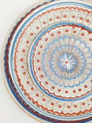 Blue and red Dalia- Horezu deep plate