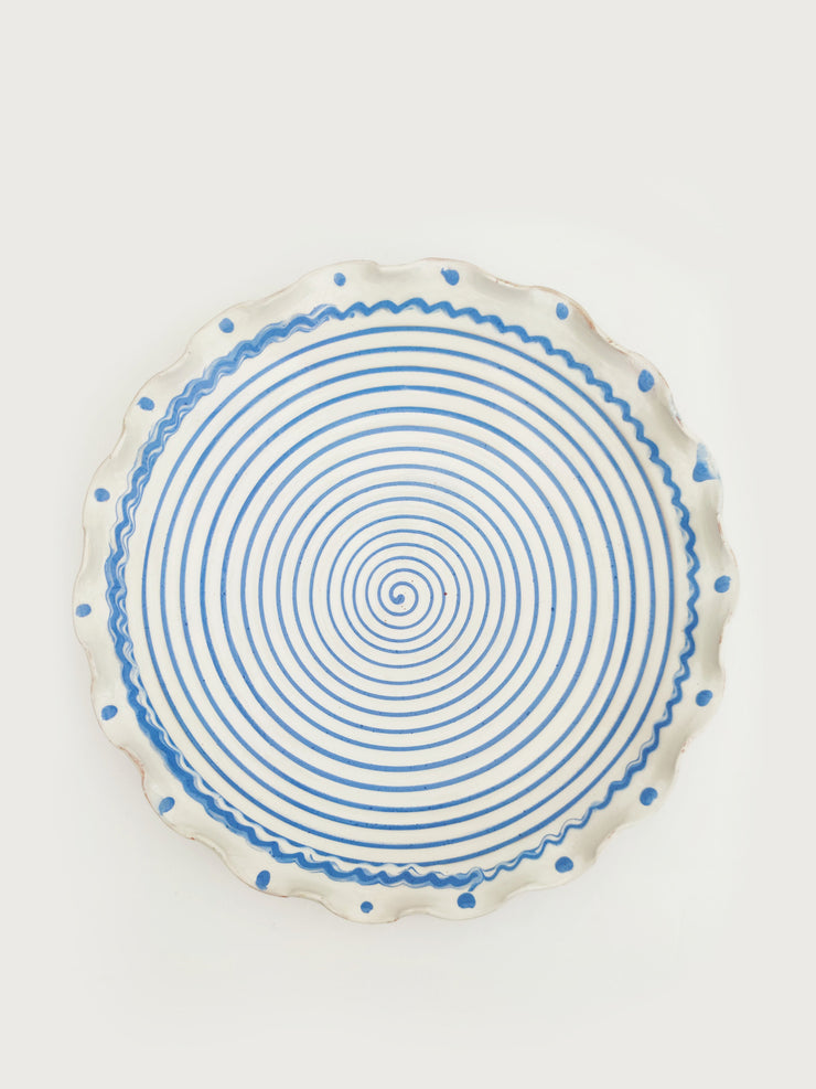 Blue and white Iris - large ripple plate