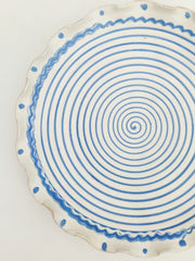 Blue and white Iris - large ripple plate