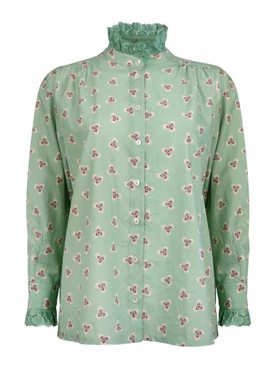 Beulah London Mint green printed lillian blouse at Collagerie