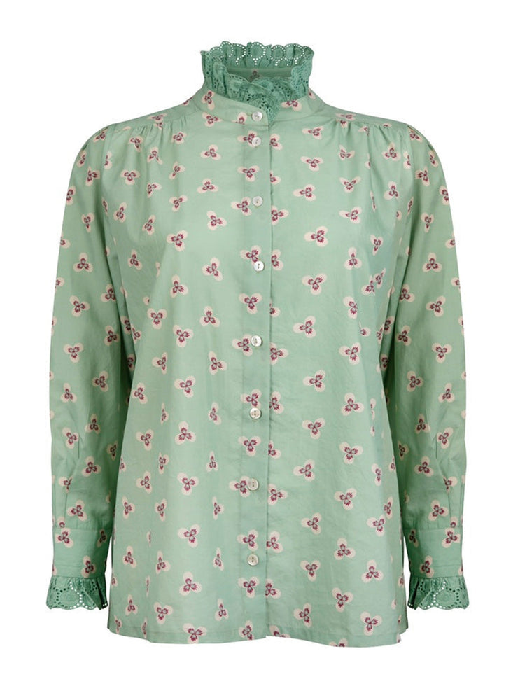 Mint green printed lillian blouse