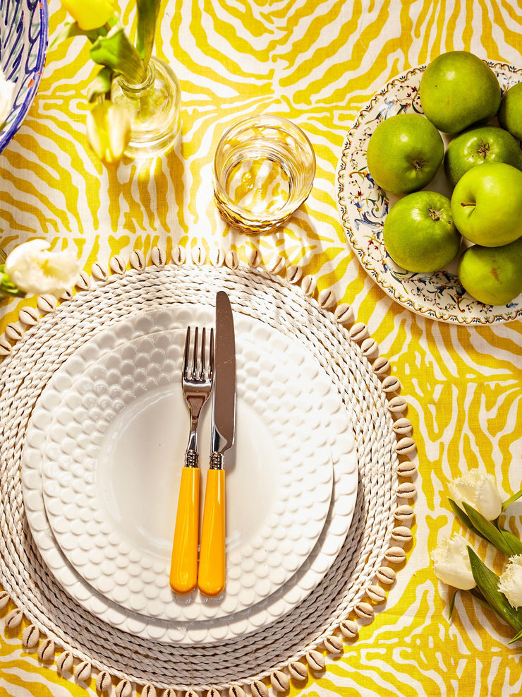 Yellow zebra print tablecloth