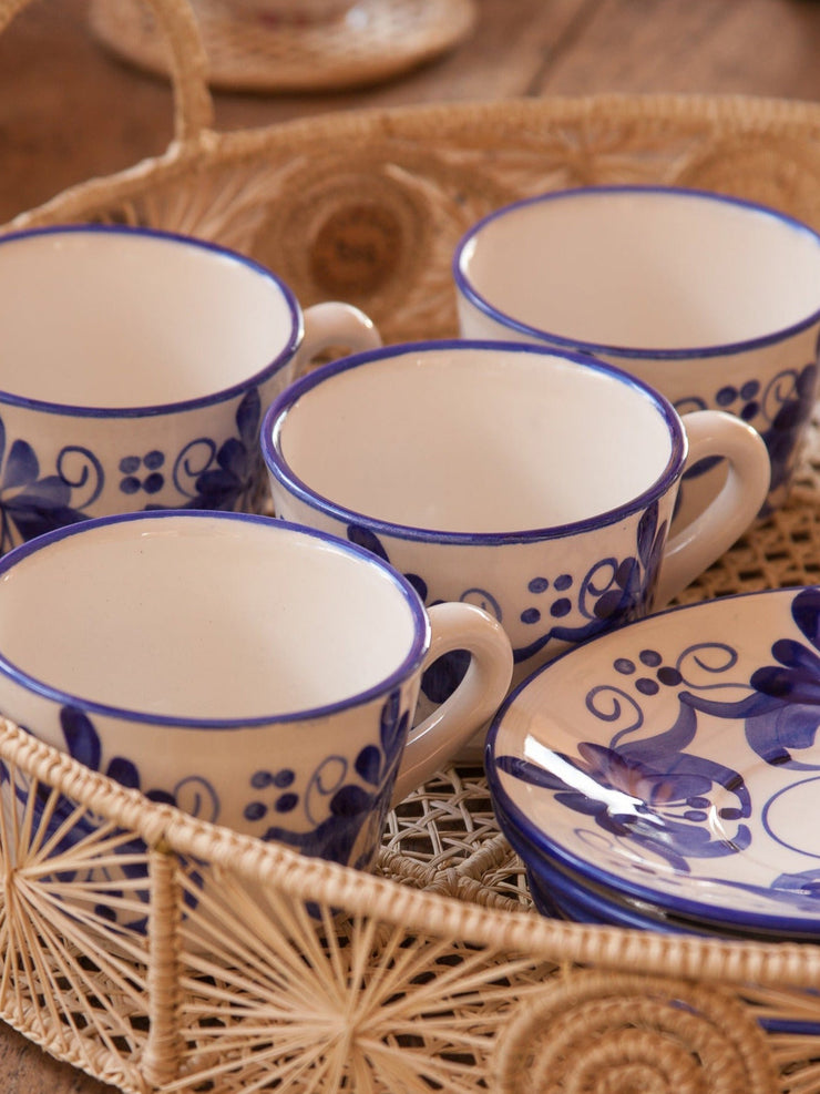 Liliana blue and white ceramic cup and saucer