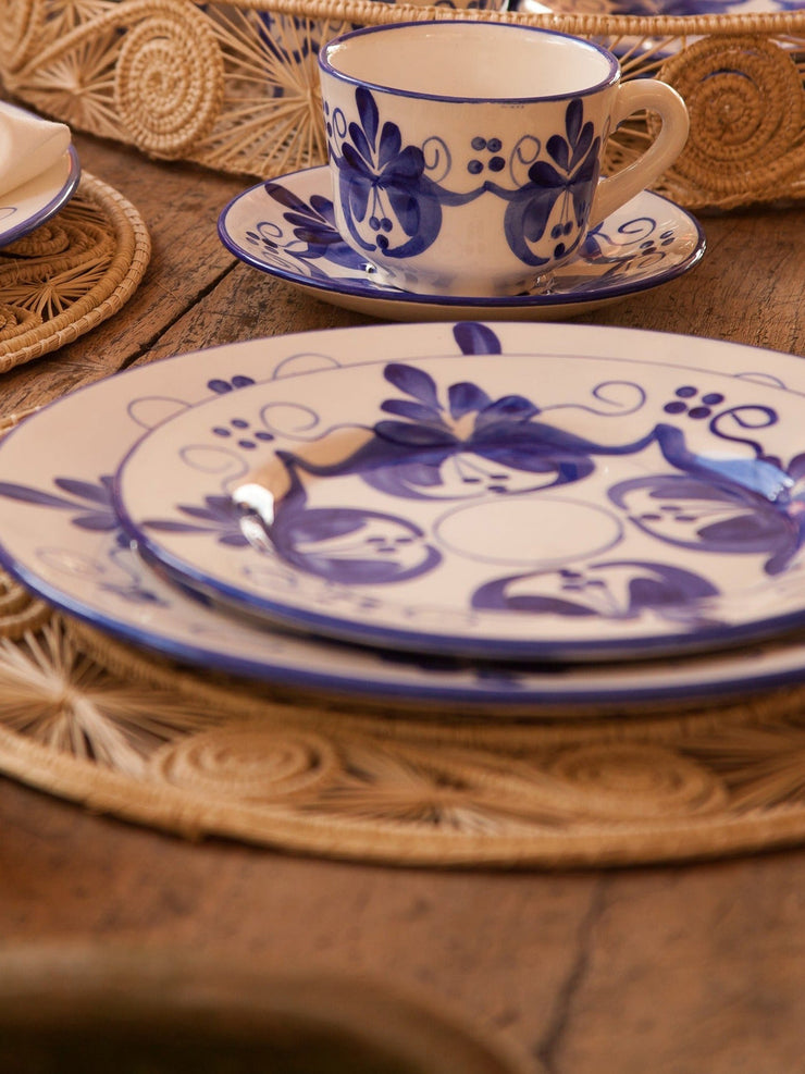 Liliana blue and white ceramic dinner plate