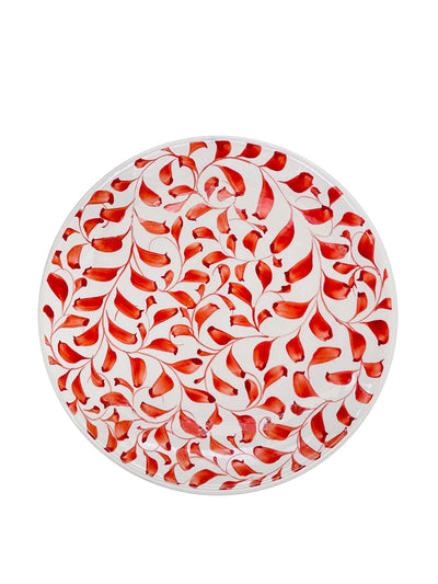 Villa Bologna Dinner plate in red foliage Scroll print at Collagerie