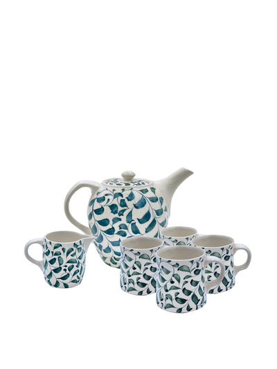 Villa Bologna Tea set in green foliage scroll (set of six) at Collagerie