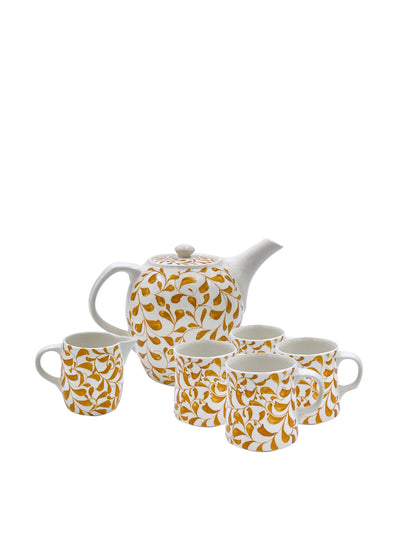Villa Bologna Tea set in yellow foliage scroll (set of six) at Collagerie