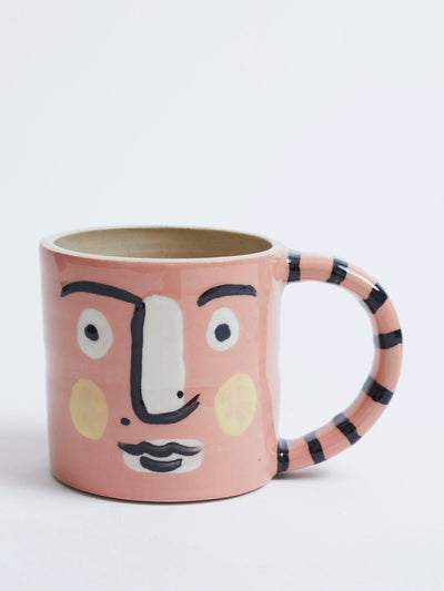 KS Creative Pottery Pink face mug at Collagerie